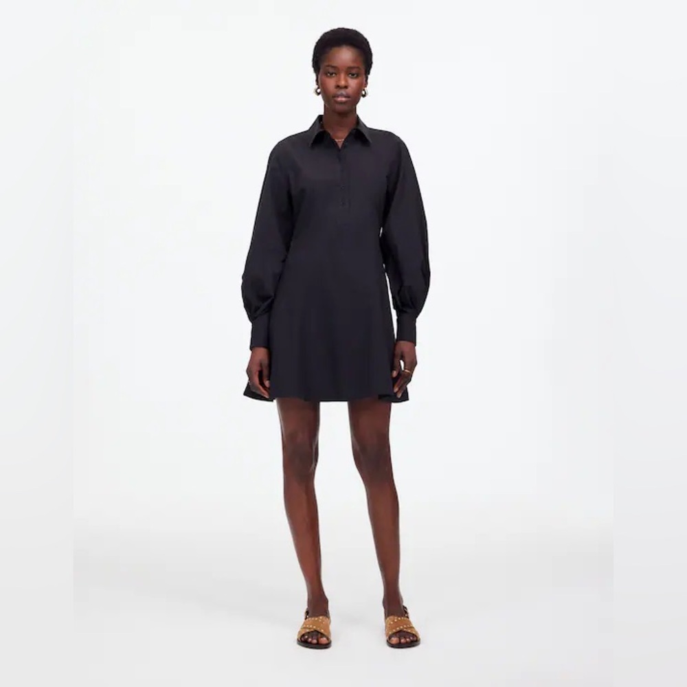Madewell size 6 Seamed Long-Sleeve Mini Shirtdress in Poplin sz 6 - NV025 - Picture 6 of 9